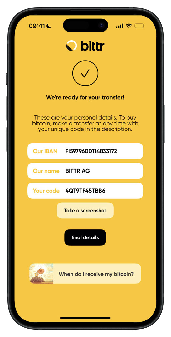 Bittr App - Order Finished