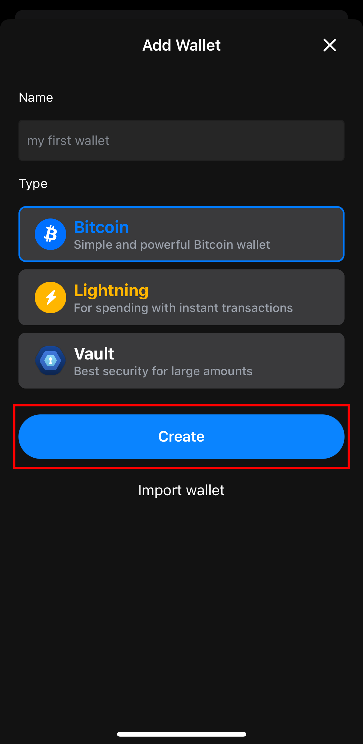 Create Wallet