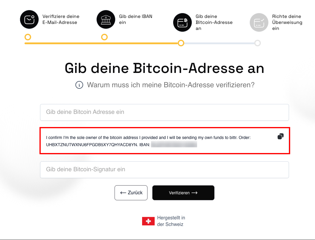 Kopiere die Nachricht von der Bittr Webseite.