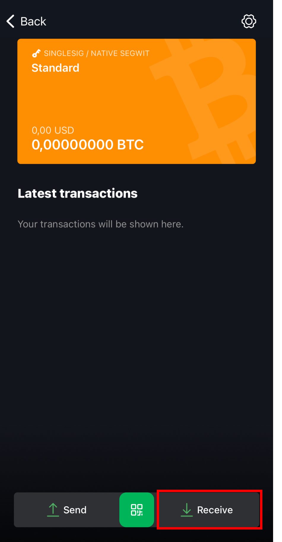 Open your Green Wallet and go to “Receive”