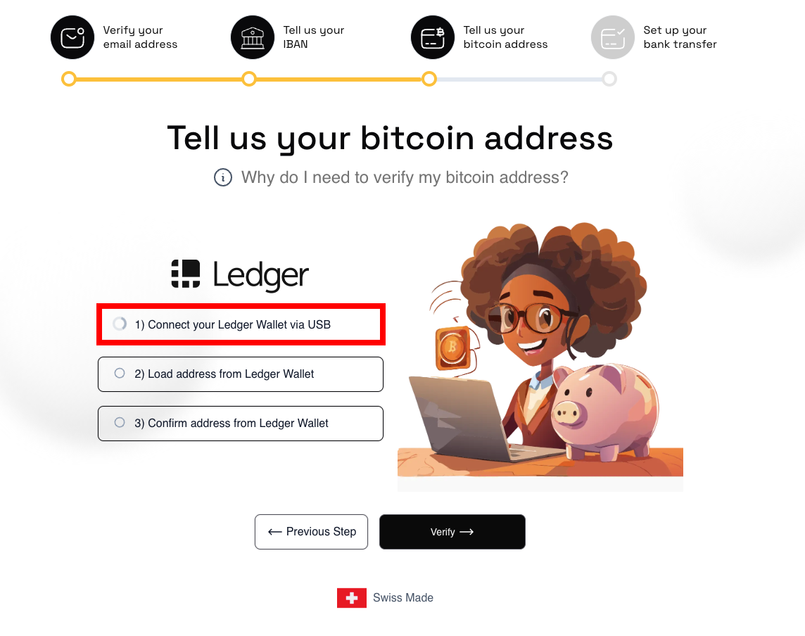 Click “Connect your Ledger Wallet via USB”