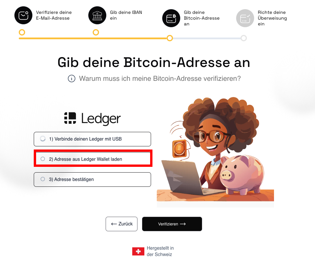 Lade deine Bitcoin Adresse aus deinem Ledger